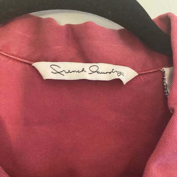 French Laundry Chore Jacket Shirt Red Lyocell Tencel Womens Size Large - Picture 3 of 9